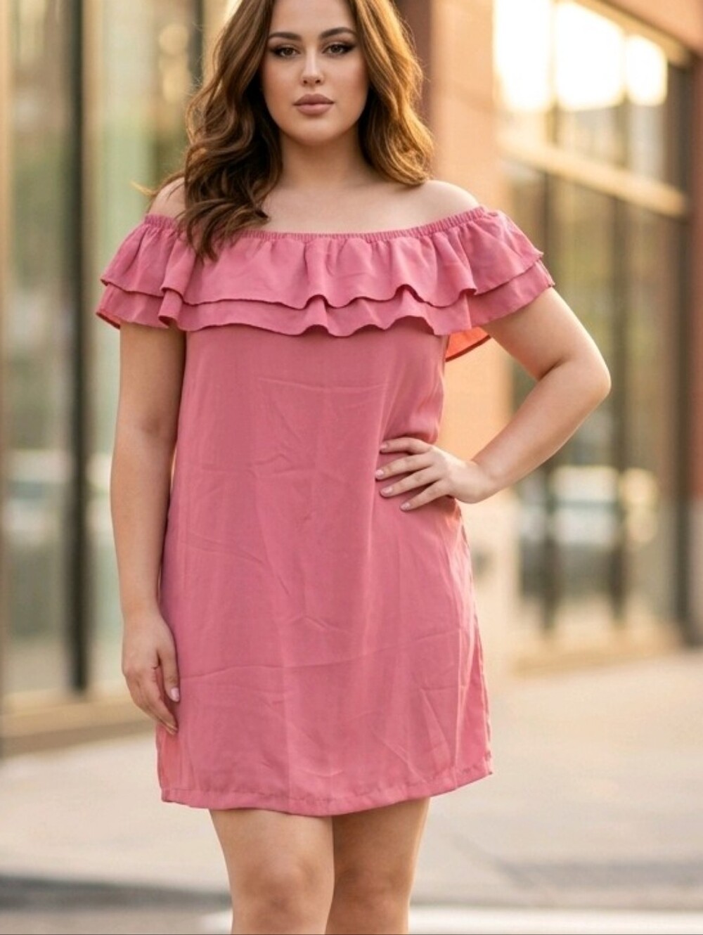 NWT | PLUS 1X | Tiered Ruffle Mini Dress with pockets